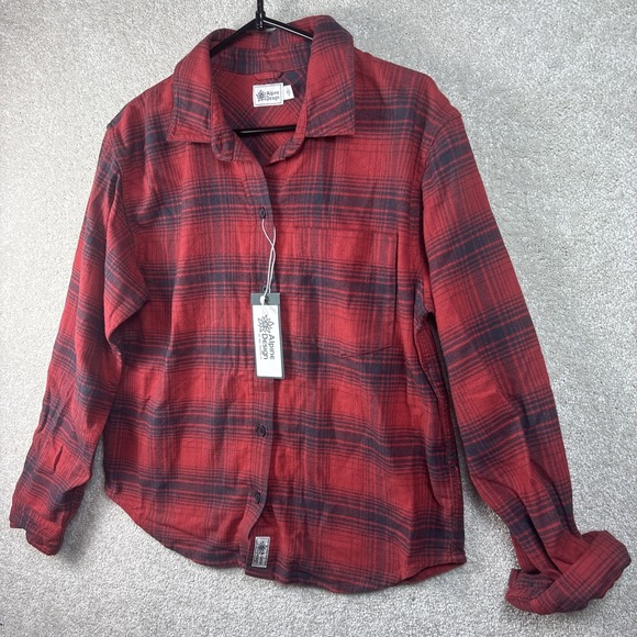 Alpine Design Shirt Womens XS Red Bison Plaid Hike Camp Midweight Flannel NEW - Picture 1 of 9